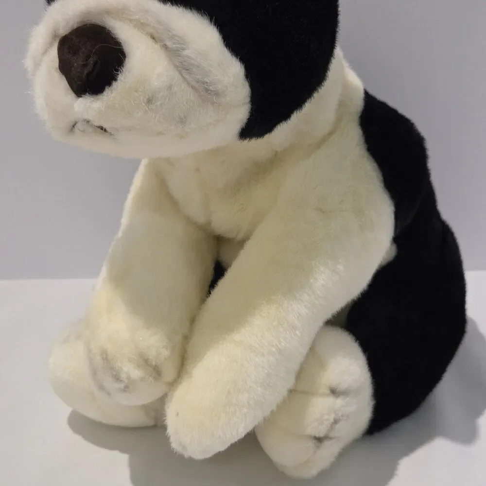 Russ Berrie Frazier Puppy Dog Plush Black White 15” Weighted Floppy Stuffed Toy
